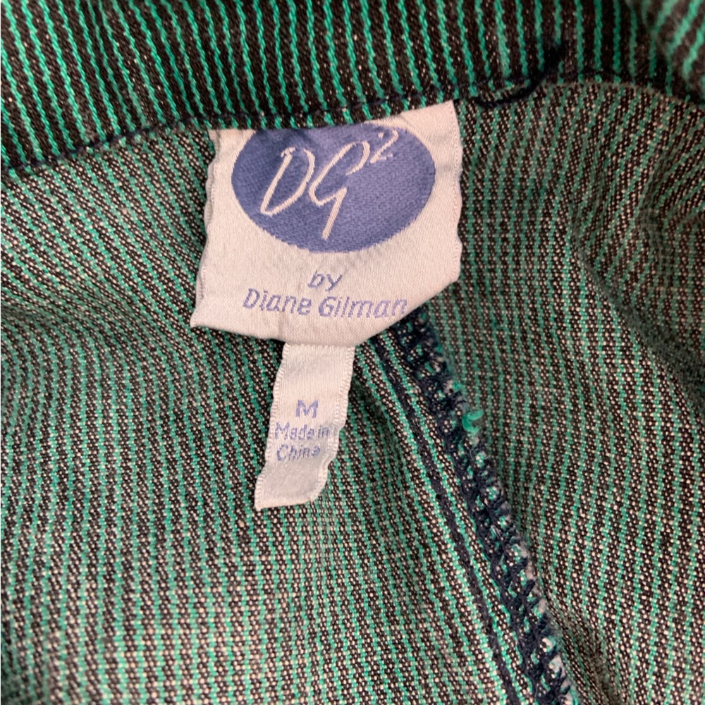 NWOT Diane Gilman Green & Black Striped Jean Preppy Blazer Jacket - Picture 7 of 7